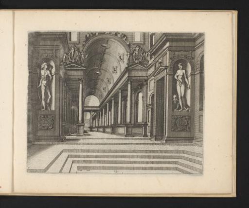 View in a church with statues of Apollo and Melpomene
