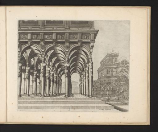 Loggia supported by satyr herms