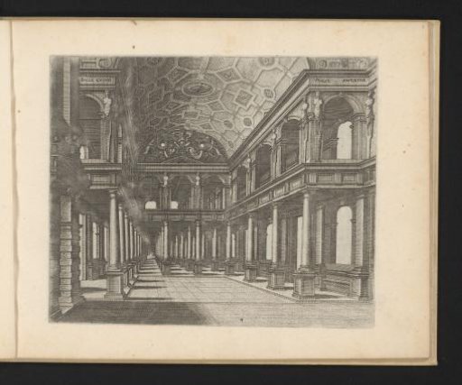 View in a hall with colonnades