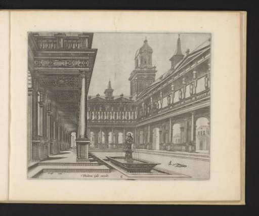 Courtyard with a fountain in a rectangular basin