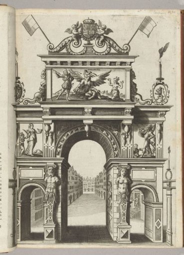 Triumphal Arch with Ernst Saving Belgica from Discordia, 1594