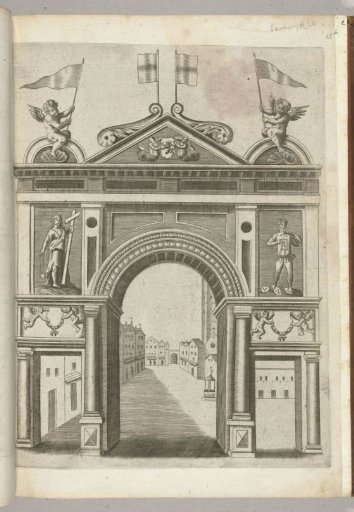 Triumphal Arch with Allegorical Figures and Putti Holding the Chain of the Order of the Golden Fleece, 1594