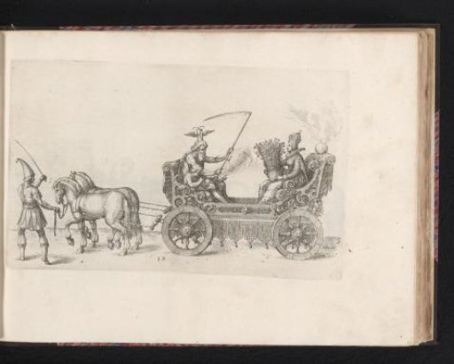 Three riders with the personifications of Temperantia (Temperance), Fortitudo (Courage), and Constantia (Constancy) on horseback
