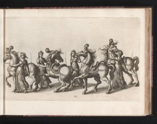 Four riders with lances