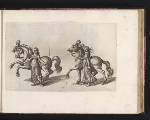 Four women, each with a horse