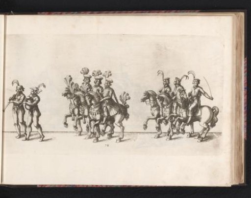 Two musicians and six riders
