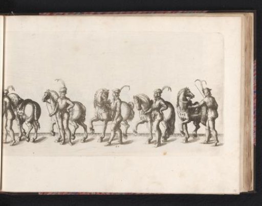 Five men, each with a horse