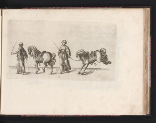 Two Women, Each with a Horse