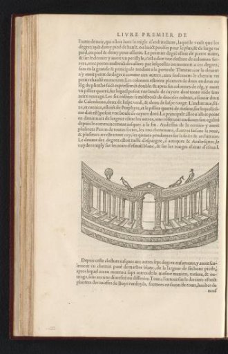 Colonnade with peacocks