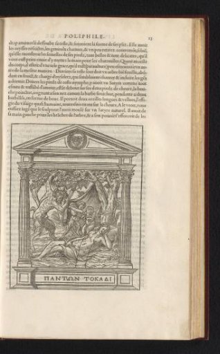 Reclining nymph and satyrs in an architectural border