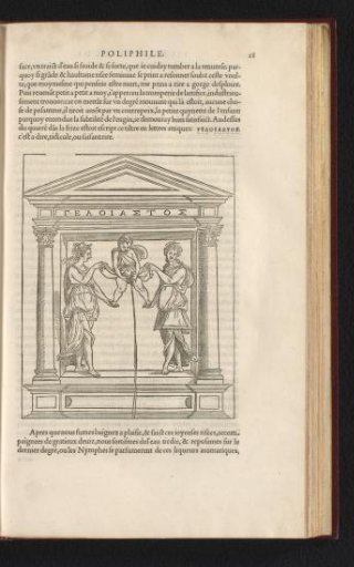 Architectural element with decoration of two women holding up a urinating boy
