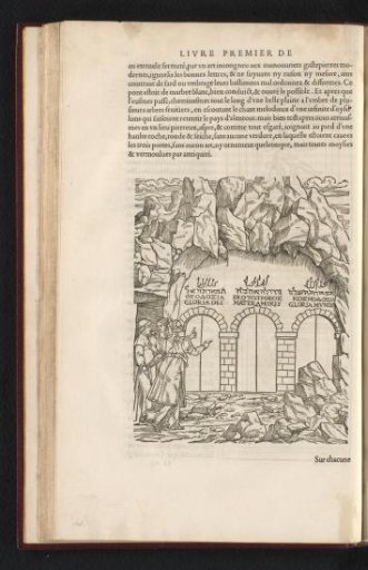 Poliphilo with two nymphs at three doors