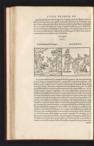 Cupid shoots an arrow at the stars and Cupid with Mars at the throne of Jupiter