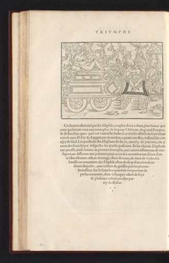 Daughter of Theseus with a swan on a triumphal chariot drawn by elephants