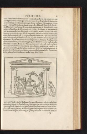 Priestess throwing a plant into the altar where Poliphilo and Polia kneel
