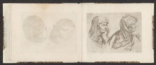 Two busts of older women facing right