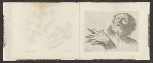 Hand and head of an older man looking upward