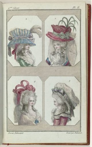 Cabinet des Modes or the New Fashions, 1 February 1786, 6th Issue, Plate II