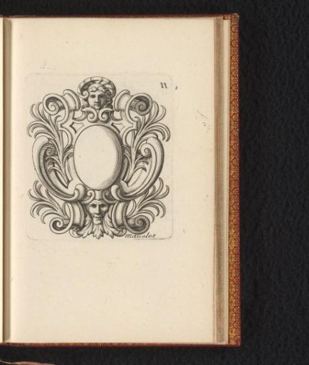 Cartouche with two mascarons