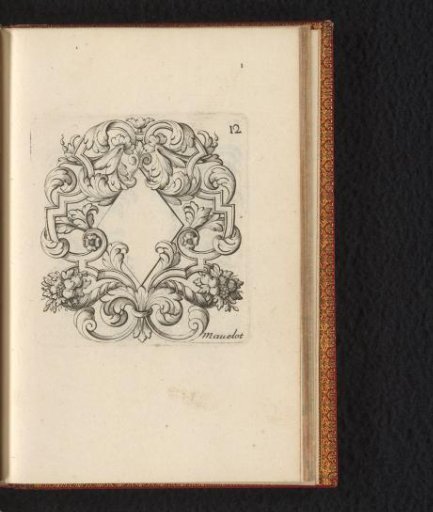 Cartouche with a lozenge-shaped medallion and cornucopias