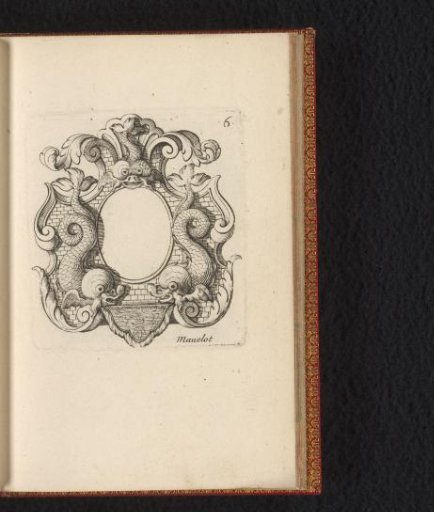 Cartouche with three dolphins