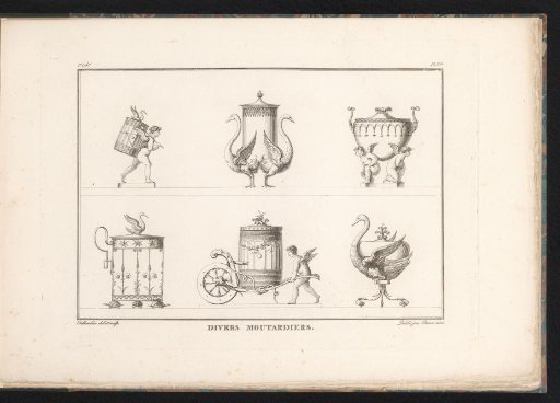 Six mustard pots