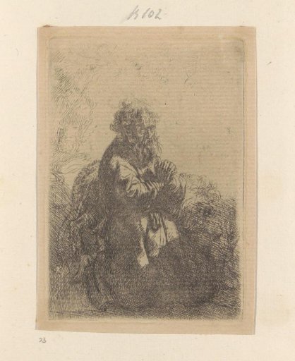 Hieronymus Kneeling in Prayer, Gaze Directed Downwards