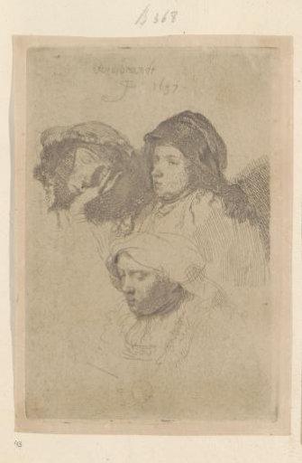 Three Women's Heads, One Sleeping