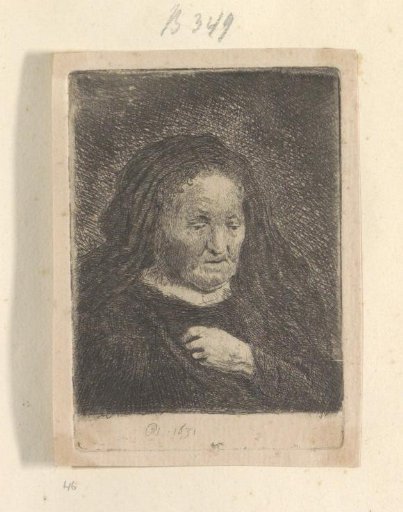 Rembrandt's Mother with Her Hand on Her Breast: Small Bust