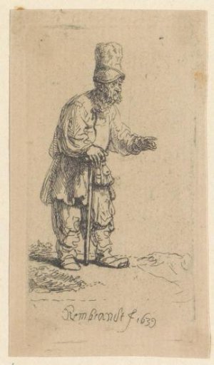 Standing Peasant with a High Hat, Leaning on a Stick