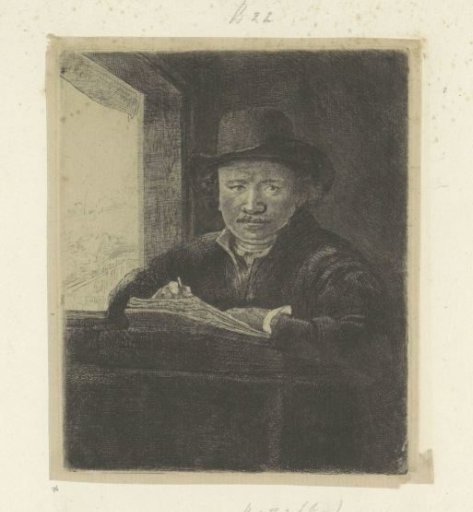 Self-Portrait Drawing at a Window