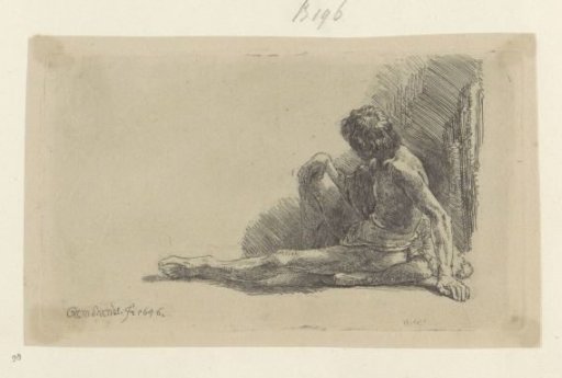 Young Man, Sitting on the Ground with One Leg Extended