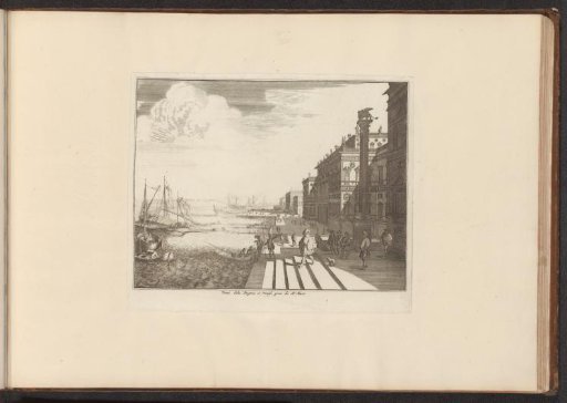 View of a quay in Venice with the Lion of San Marco on a column