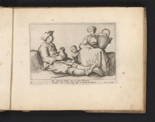Resting family, the man drinks water from a jug