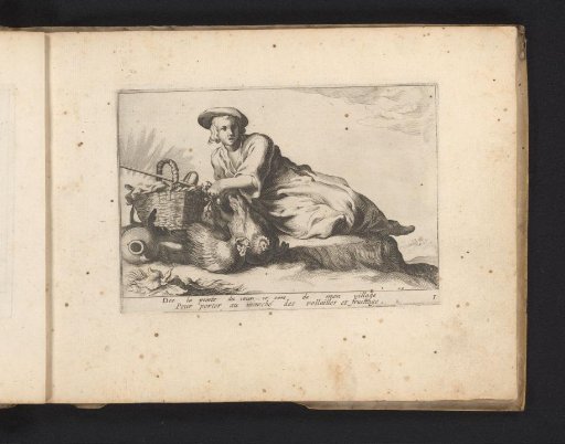 Man at dawn with two chickens and a basket