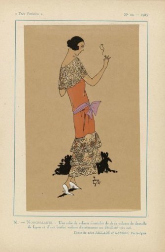 Very Parisian, 1923, No. 10: 16.- NONCHALANCE. - A velvet dress....