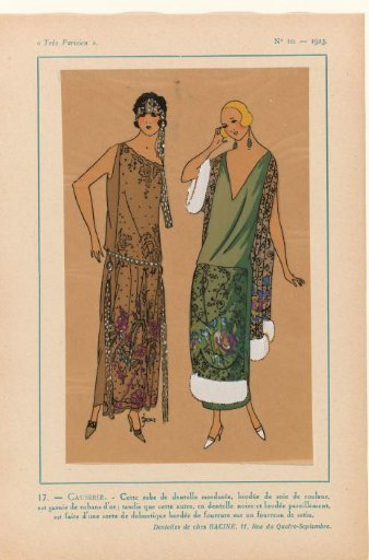 Very Parisian, 1923, No. 10: 17.- CHAT. - This mordoré lace dress,...