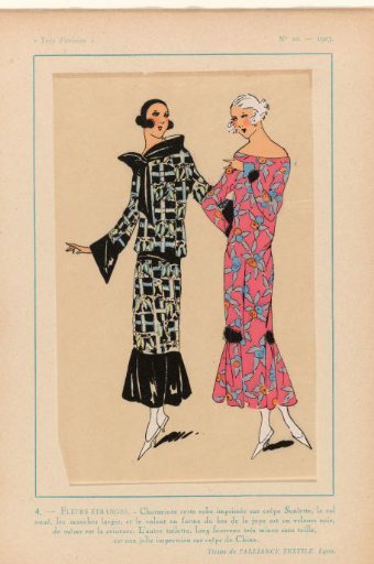 Very Parisian, 1923, No. 10: 4. - STRANGE FLOWERS. - Charming this printed dress...