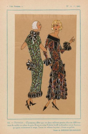 Très Parisien, 1923, No. 11: 10. - FRIVOLES.- Charming ideas these two outfits...