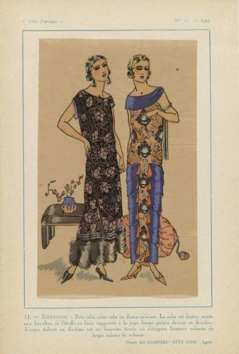 Très Parisien, 1923, No. 11: 11.- REFLECTION. - Very pretty this dress...