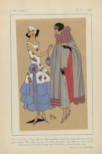 Très Parisien, 1923, No. 11: 15. - AT THE BALL. - This velvet dress...