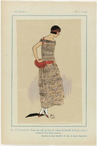 Very Parisian, 1923, No. 4: 4. - LONGCHAMP. This pretty dress...
