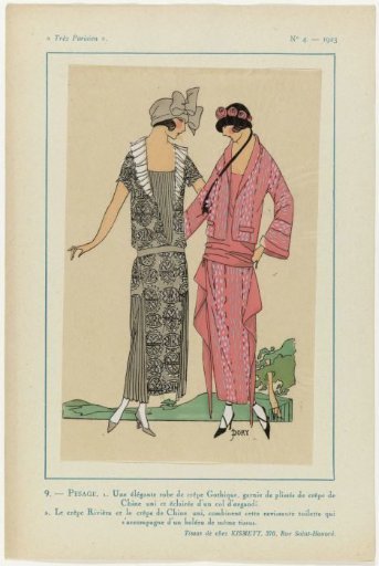 Very Parisian, 1923, No. 4: 9. - WEIGHING. 1. An elegant Gothic crepe dress...