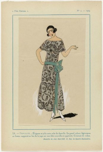 Very Parisian, 1923, No. 5: 13.- FRIVOLOUS. - Elegant and pretty this dress...