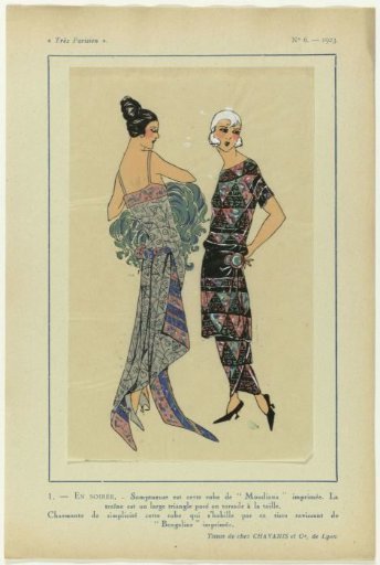 Very Parisian, 1923, No. 6: 1 - IN THE EVENING. - Sumptuous is this dress...