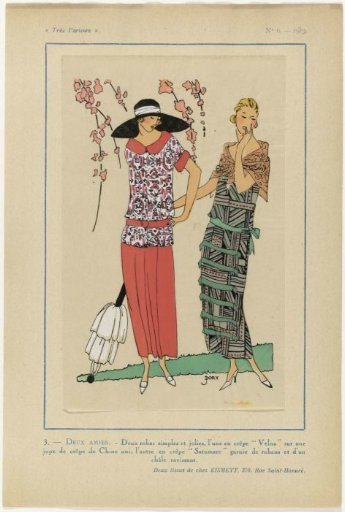Very Parisian, 1923, No. 6: 3.- TWO FRIENDS. - Two simple dresses...