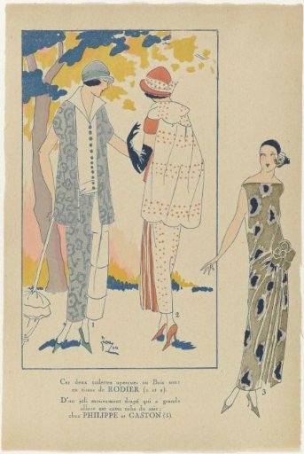 Très Parisien, 1923, No. 6: These Two Outfits Seen at the Bois...