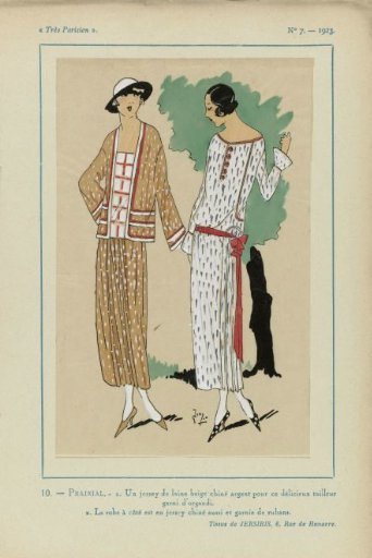 Very Parisian, 1923, No. 7: 10. - PRAIRIAL. - 1. A beige wool jersey...