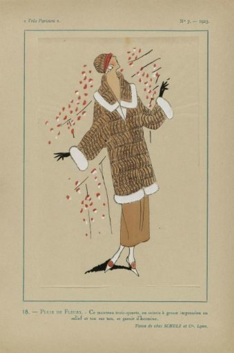 Very Parisian, 1923, No. 7: 18. - RAIN OF FLOWERS. / This three-quarter coat...