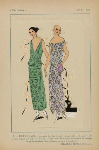 Very Parisian, 1923, No. 8: 11. - DREAM OF A WALTZ. - A silk crepe dress...